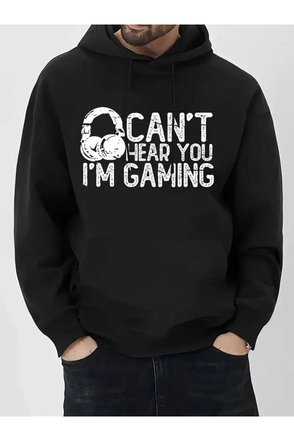 Men's & Women's Oversized Gaming Hooded Sweatshirt - Funny "Can't Hear You I'm Gaming" Design with Controller Graphic, Loose Fit Casual Pullover Hoodie for Gamers, Machine Washable Winter Warmth, Gam