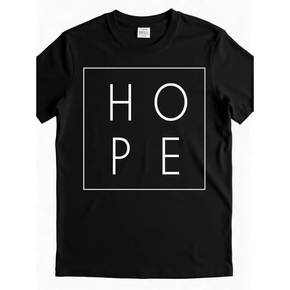 Men's & Women's Oversized Matching Couple T-Shirts - HOPE Bold White Lettering Retro Vintage Black Tees, Unisex All-Season Comfort Short Sleeve Shirts, Minimalist HOPE Print