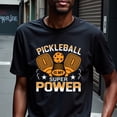 thumbnail image 1 of Men's & Women's Pickleball Graphic T-Shirt - Pickleball Is My Super Power Athletic Tee - Black Shirt with Orange/White Accents - Regular Fit Casual Sports Apparel for Game Day, Gym, Casual Attire, 1 of 7