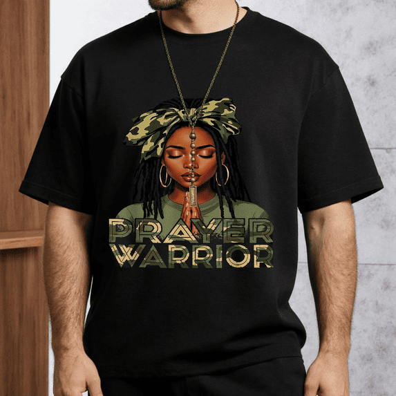 Men's Women's Prayer Warrior Graphic T-Shirt Camo Bandana S-5XL