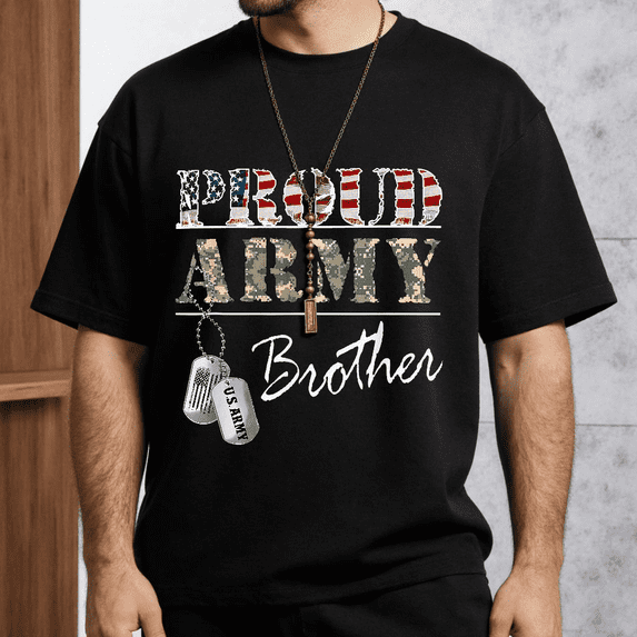 Men's Women's Proud Army Brother T-Shirt USA Flag Camo S-5XL