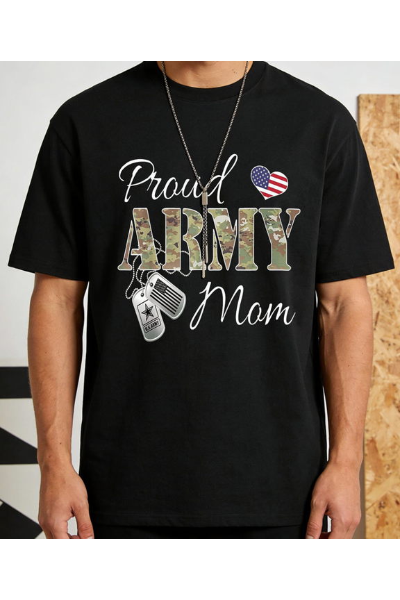 Men's Women's Proud Army Mom T-Shirt Camo USA Heart S-5XL