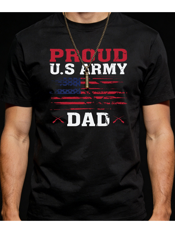 Men's Women's Proud US Army Dad T-Shirt American Flag S-5XL