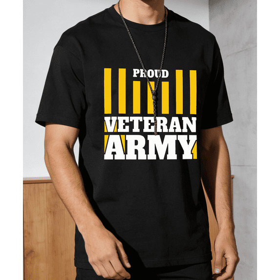 Men's Women's Proud Veteran Army Striped Graphic T-Shirt S-5XL