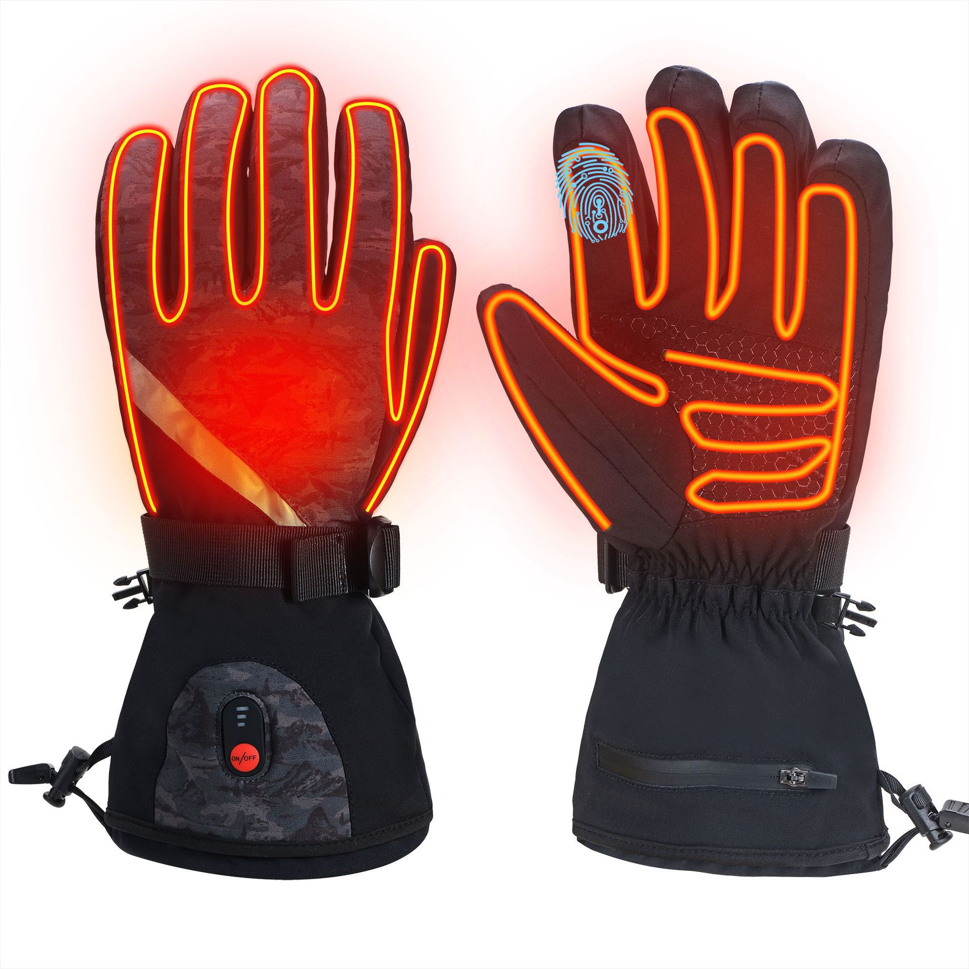 Men's Women's Rechargeable Heated Gloves, Thin Waterproof Battery
