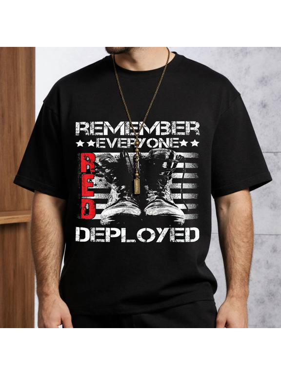 Men's Women's Remember Everyone Red Deployed Graphic T-Shirt S-5XL