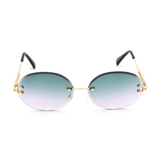 Men's Women’s Shades Gold Frame Round Oval Hip Hop Fashion Sunglasses Green