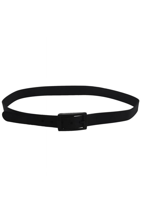 Men's Women's Silicone Belt Rubber Plastic Buckle Plain Leather Style Adjustable-Black