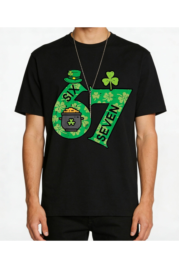 Men's Women's Sixty Seven St Patricks Day T-Shirt with Shamrocks S-5XL