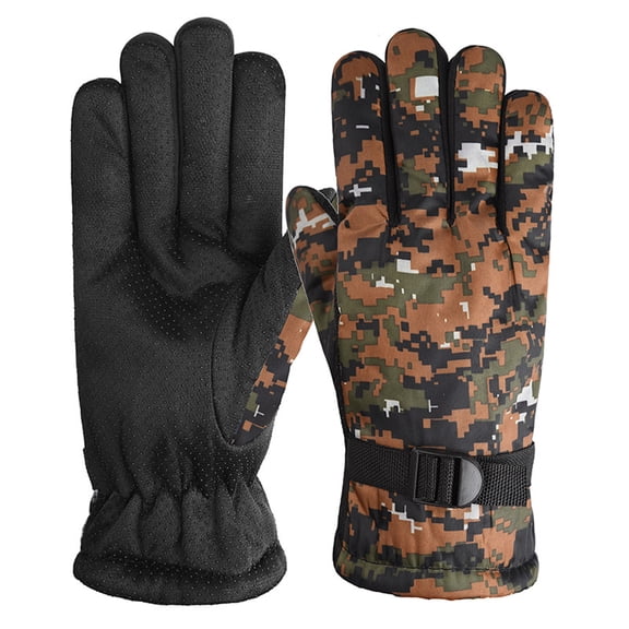 Camouflage Ski Snowboard Gloves, Waterproof Winter Warm Gloves, Anti Slip Cold Weather Snow Gloves for Mens, Womens
