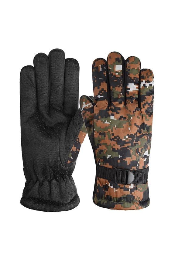 Camouflage Ski Snowboard Gloves, Waterproof Winter Warm Gloves, Anti Slip Cold Weather Snow Gloves for Mens, Womens