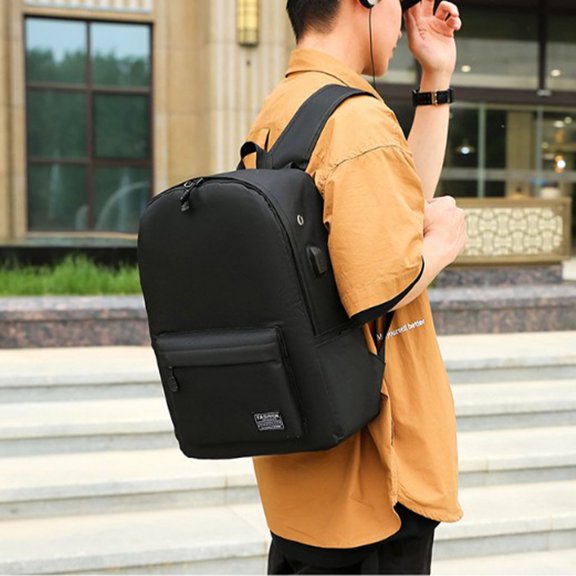 Men's & Women's Solid Color Backpack - Large Capacity Oxford Cloth Travel Backpack with USB Port, Gray, 31x13x43cm - Casual Shoulder Bag for Outdoor, Sch00I & Shopping