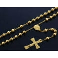 thumbnail image 1 of Men's Women's Stainless Steel Gold Bead Rosary Chain Necklace (24''+5)*8mm, 1 of 3