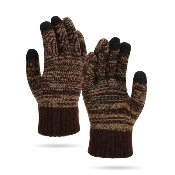 Men's Women's Thermal Knitted Gloves, Thick Fleece Lined Winter Gloves for Cycling & Outdoor Activities, Cold Weather Five-Finger Design, One Size