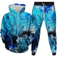 thumbnail image 1 of Men's Women's Tracksuit Tie Dye 2 Pieces Outfits  Sweatsuit Clouds Print Hoodie with Pocket Jogging Pants Sport Set, 1 of 5