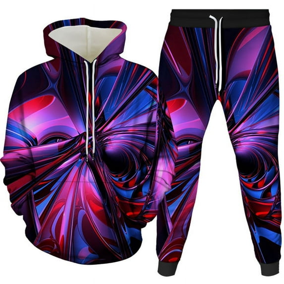 Men's Women's Tracksuit Tie Dye 2 Pieces Outfits Sweatsuit Clouds Print Hoodie with Pocket Jogging Pants Sport Set