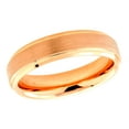 thumbnail image 1 of Men's Women's Tungsten Wedding Band Engagement Ring 6mm Rose Gold IP Plated Flat Brushed Center with High Polished Stepped Edge, 1 of 3