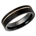 thumbnail image 1 of Men's Women's Tungsten Wedding Band Engagement Ring 6mm Rose Gold Plated Groove Black Ring, SZ 12.5, 1 of 3