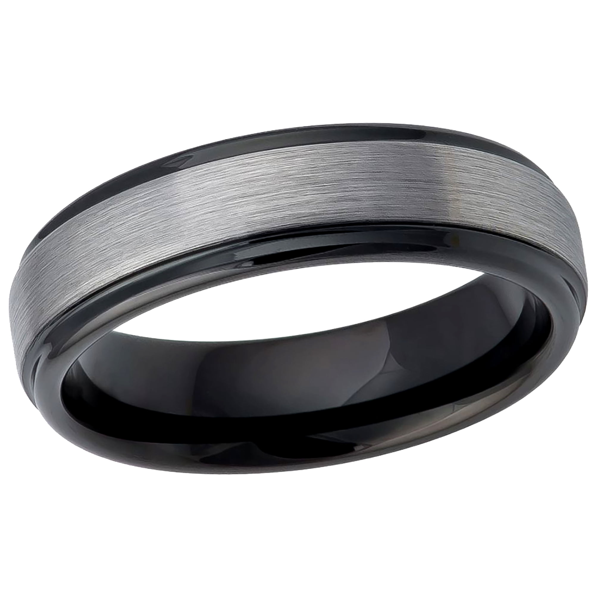 Men's Women's Tungsten Wedding Band Engagement Ring 6mm Two-tone Black ...