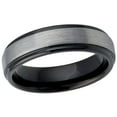 thumbnail image 1 of Men's Women's Tungsten Wedding Band Engagement Ring 6mm Two-tone Black IP Gun Metal Brushed Center Stepped Edge, 1 of 1