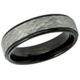 thumbnail image 1 of Men's Women's Tungsten Wedding Band Engagement Ring 6mm Two-tone Hammered Gun Metal Brushed Finish Black IP Inner Ring Stepped Edge, 1 of 4