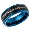 thumbnail image 1 of Men's Women's Tungsten Wedding Band Engagement Ring 8mm Blck CZ Eternity Blue Ring, SZ 14, 1 of 3