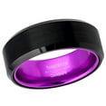 thumbnail image 1 of Men's Women's Tungsten Wedding Band Engagement Ring 8mm Brushed Black Anodized Purple Aluminum Sleeve, SZ 13, 1 of 3