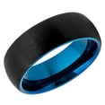 thumbnail image 1 of Men's Women's Tungsten Wedding Band Engagement Ring 8mm Brushed Black & Blue Ring, SZ 11, 1 of 3
