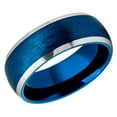 thumbnail image 1 of Men's Women's Tungsten Wedding Band Engagement Ring 8mm Brushed Blue Ring, SZ 10.5, 1 of 3