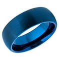thumbnail image 1 of Men's Women's Tungsten Wedding Band Engagement Ring 8mm Brushed Blue Ring, SZ 9.5, 1 of 3