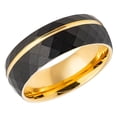thumbnail image 1 of Men's Women's Tungsten Wedding Band Engagement Ring 8mm Faceted Black & Gold Plated Ring, SZ 8.5, 1 of 3