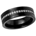 thumbnail image 1 of Men's Women's Tungsten Wedding Band Engagement Ring 8mm Prong-set Round White CZs Eternity Band, 1 of 4