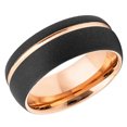 thumbnail image 1 of Men's Women's Tungsten Wedding Band Engagement Ring 8mm Sand Blasted Black Ring With Rose Gold Plated, SZ 10, 1 of 3