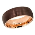 thumbnail image 1 of Men's Women's Tungsten Wedding Band Engagement Ring 8mm Semi-Domed Brushed Brown IP Plated outside & Rose Gold IP Plated Inside, 1 of 4