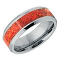 thumbnail image 1 of Men's Women's Tungsten Wedding Band Engagement Ring 8mm Sinthetic Red Opal Inlay Ring, SZ 15, 1 of 3