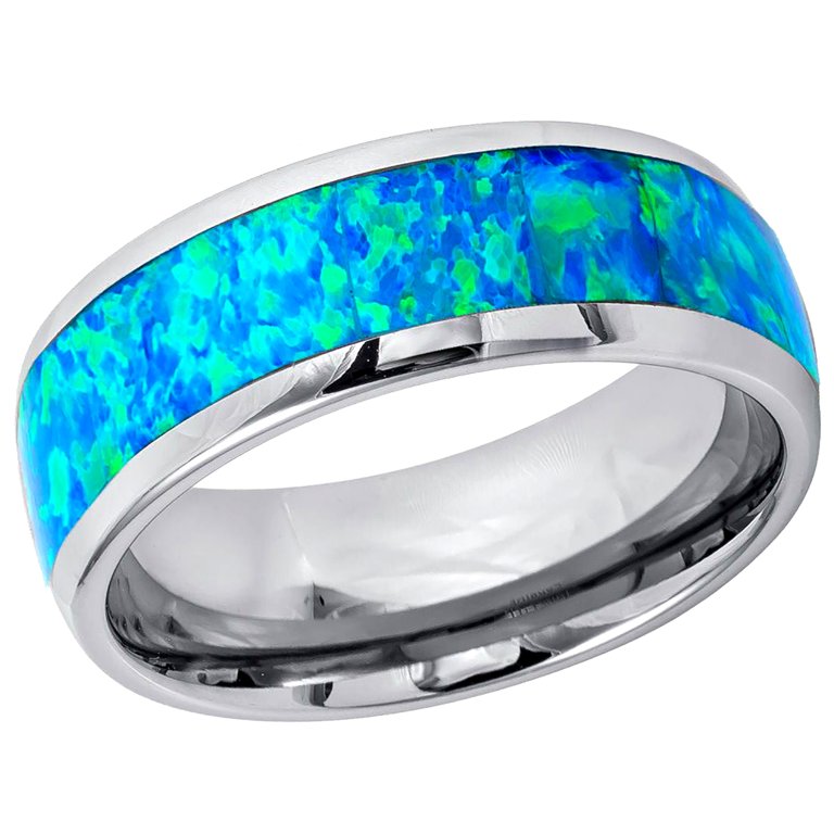 El Paso - Blue Carbon Fiber Inlay Hand Woven Tungsten Carbide Ring(6mm