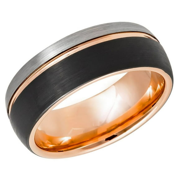 Men's Women's Tungsten Wedding Band Engagement Ring 8mm Three Tone Combination Ring, SZ 11.5