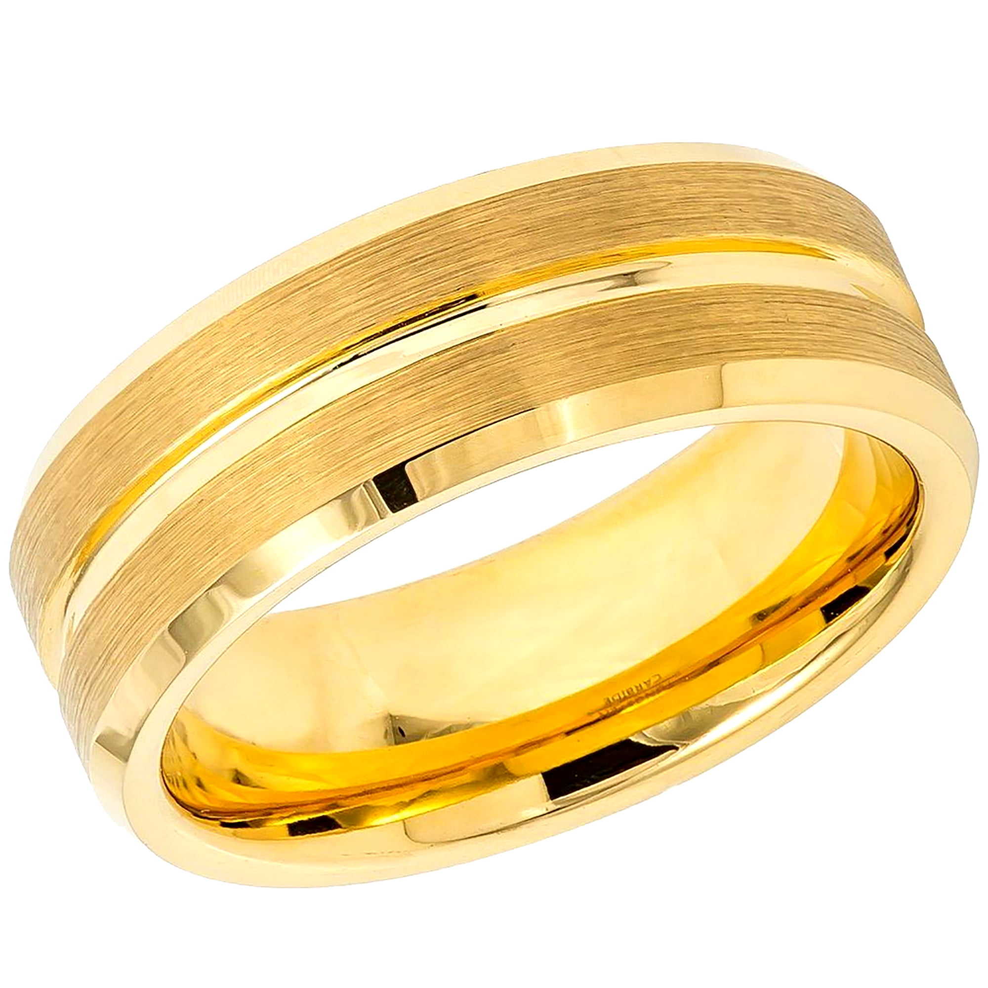 Men's Women's Tungsten Wedding Band Engagement Ring 8mm Yellow Gold IP ...