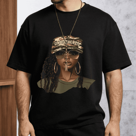 Men's Women's Unbothered Camo Cap Sunglasses Graphic T-Shirt S-5XL
