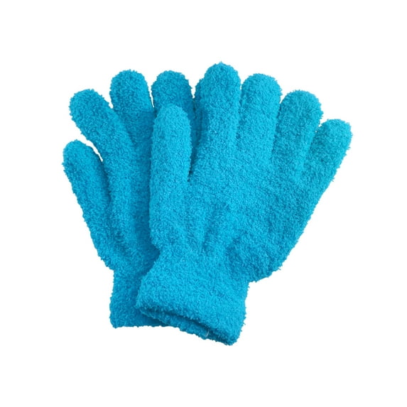 Men's Women's Warm Winter Fuzzy Cozy Gloves, Lt Blue