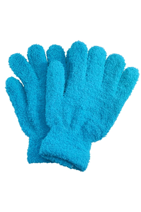 Men's Women's Warm Winter Fuzzy Cozy Gloves, Lt Blue
