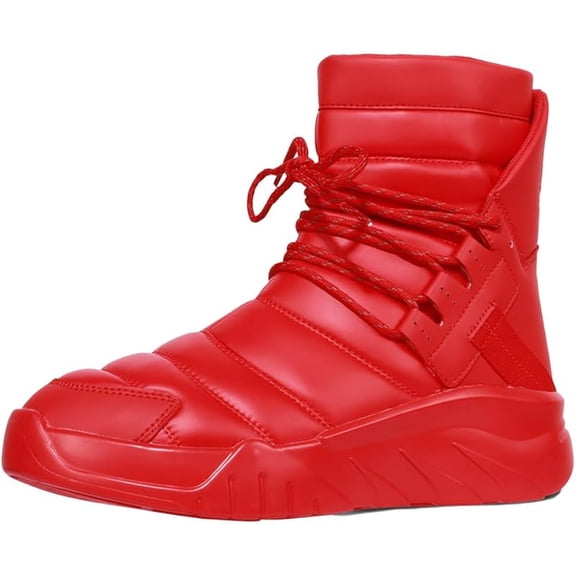 Men's Women's Waterproof Fashion Boots Winter Warm High Top Shoes Anti-Slip Ankle Booties Red