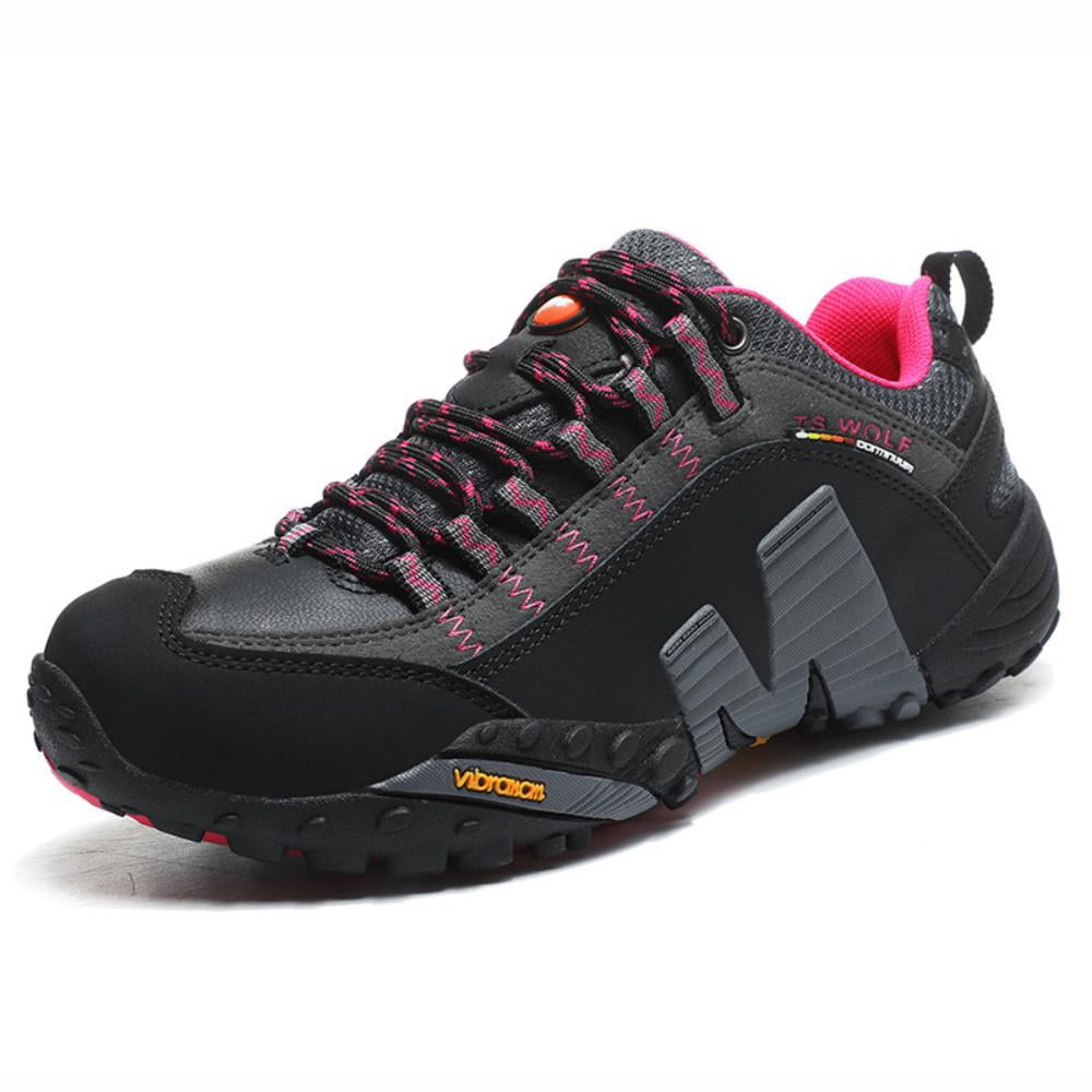 Men's Women's Waterproof Hiking Shoes Lightweight Breathable Outdoor Durable Non-slip Trail Trekking Walking Sneakers Pink 7 Men/8 Women