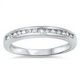thumbnail image 1 of Men's Women's Wedding Band Clear CZ Ring .925 Sterling Silver White Jewelry Female Size 7, 1 of 4