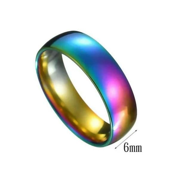 Men's Women's Wedding Band Stainless Steel Mystic Rainbow Couple Rings Size 5-13