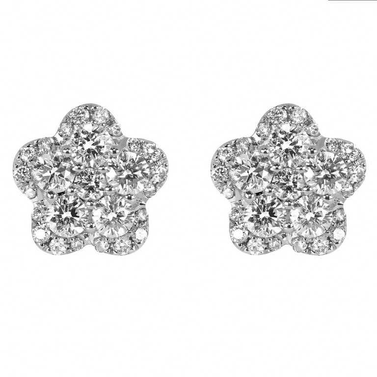 Sterling Silver CZ Cluster Flower 9mm Post Stud Earrings Sterling Silver CZ Cluster Flower 9mm Post Stud Earrings
