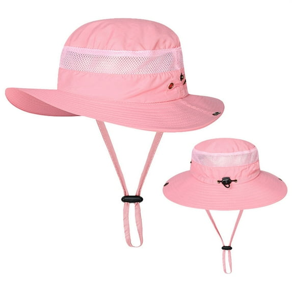 Men's and Women's Wide Brim Bucket Hat, UPF Sun Protection Boonie Hat with Adjustable Chin Strap, Quick-Dry Fishing Hat for Outdoor Activities, Large Brim Sun Hat for Beach Gardening and Hiking Pink
