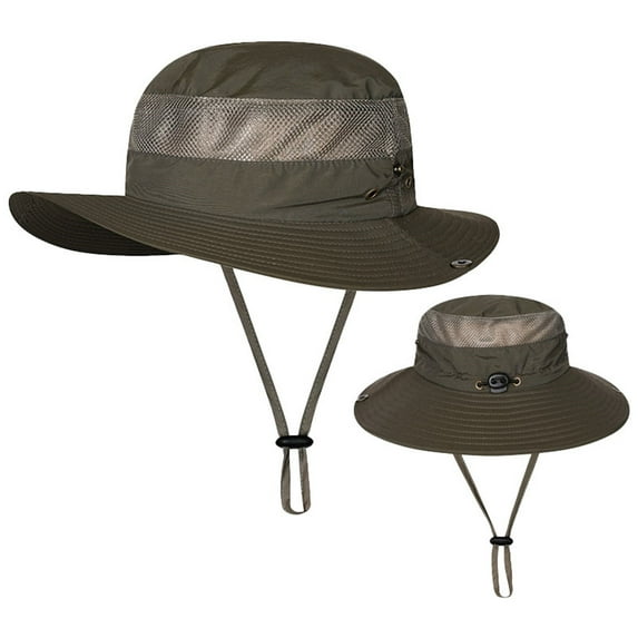 Men's and Women's Wide Brim Bucket Hat, UPF Sun Protection Boonie Hat with Adjustable Chin Strap, Quick-Dry Fishing Hat for Outdoor Activities, Large Brim Sun Hat for Beach Gardening and Hiking Green