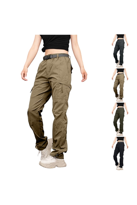 Men's & Women's Windproof Waterproof Outdoor Straight Leg Casual Multi Pocket Work Pants, Functional Waist with Adjustable Drawstring, Quick-Dry Durable Polyester | TruBelle,Army Green L