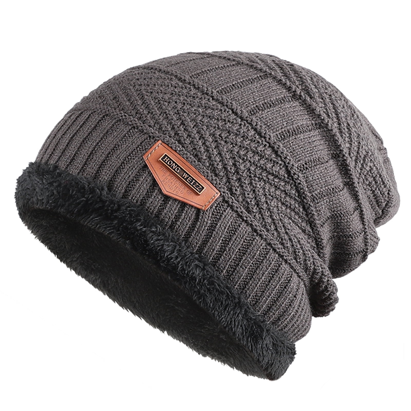 Men's Women's Winter Beanie Hat Warm Knit Hat Thick Fleece